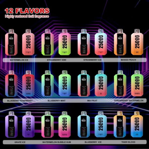 Bang 25000 25k Züge 0% 2% 3% 5% Nikotin Neues Led-display Einweg-e-zigarette