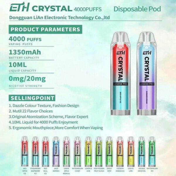 Eth Crystal 4000 Züge Original 2% Nikotin Einweg-e-zigarette Stift