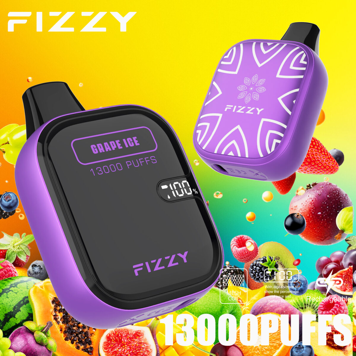 Fizzy Boom 13000 13k Züge Kleine Originalversion Lcd-anzeige Einweg-e-zigarette