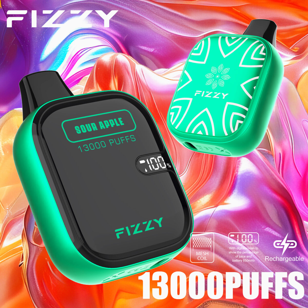 Fizzy Boom 13000 13k Züge Kleine Originalversion Lcd-anzeige Einweg-e-zigarette