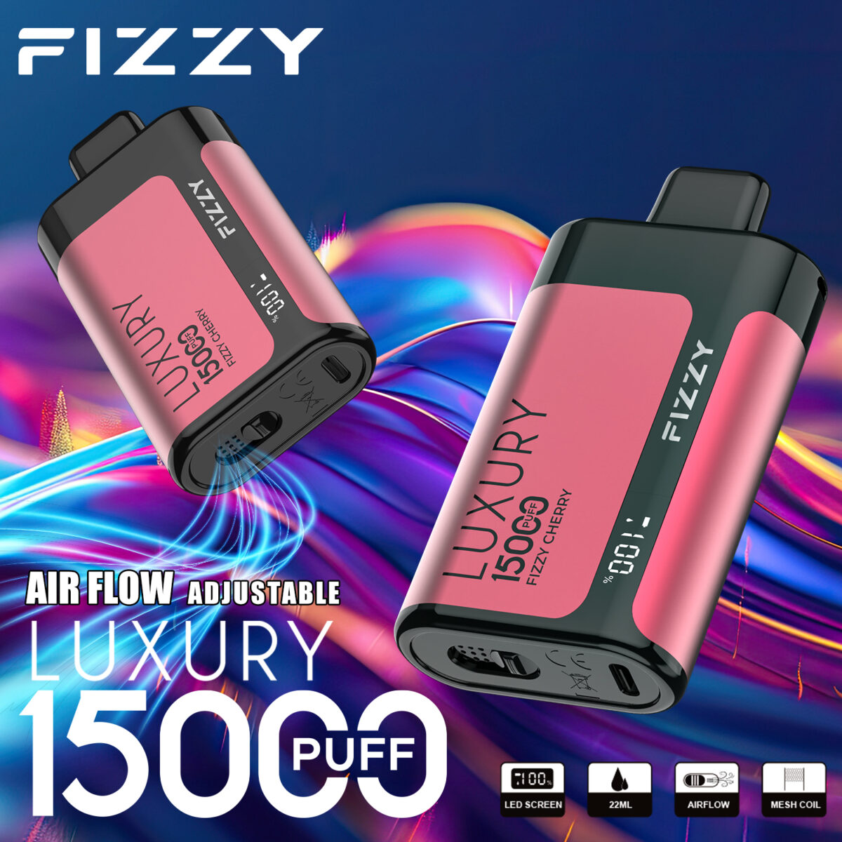 Fizzy Luxury 15000 15k Züge 22ml Original Edition Lcd-anzeige Einweg-e-zigarette