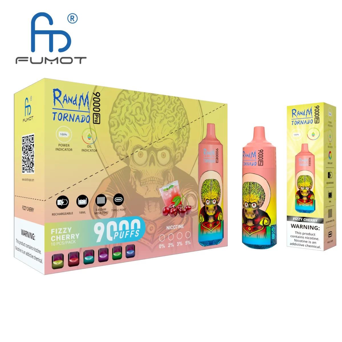 Randm Tornado 9000 9k Züge Pro Led-display Einweg-e-zigarette