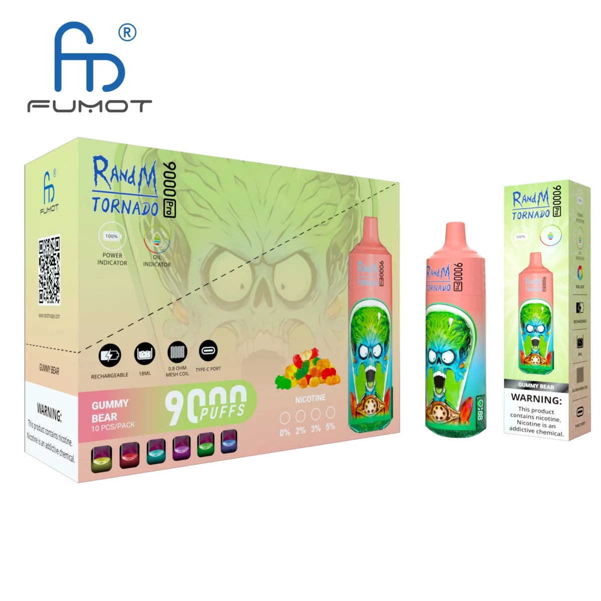 Randm Tornado 9000 9k Züge Pro Led-display Einweg-e-zigarette