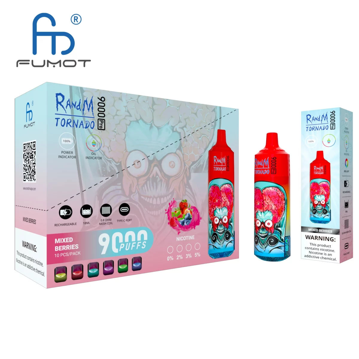 Randm Tornado 9000 9k Züge Pro Led-display Einweg-e-zigarette