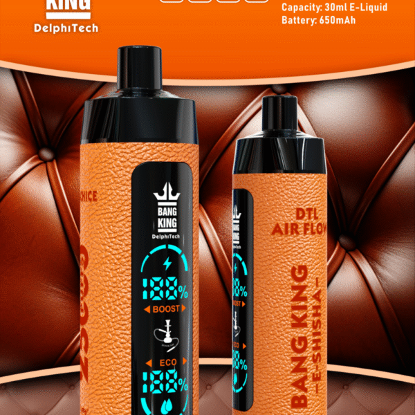 Bang King Shisha 25000 25k Züge Neueste Led-anzeige Leder Einweg-e-zigarette