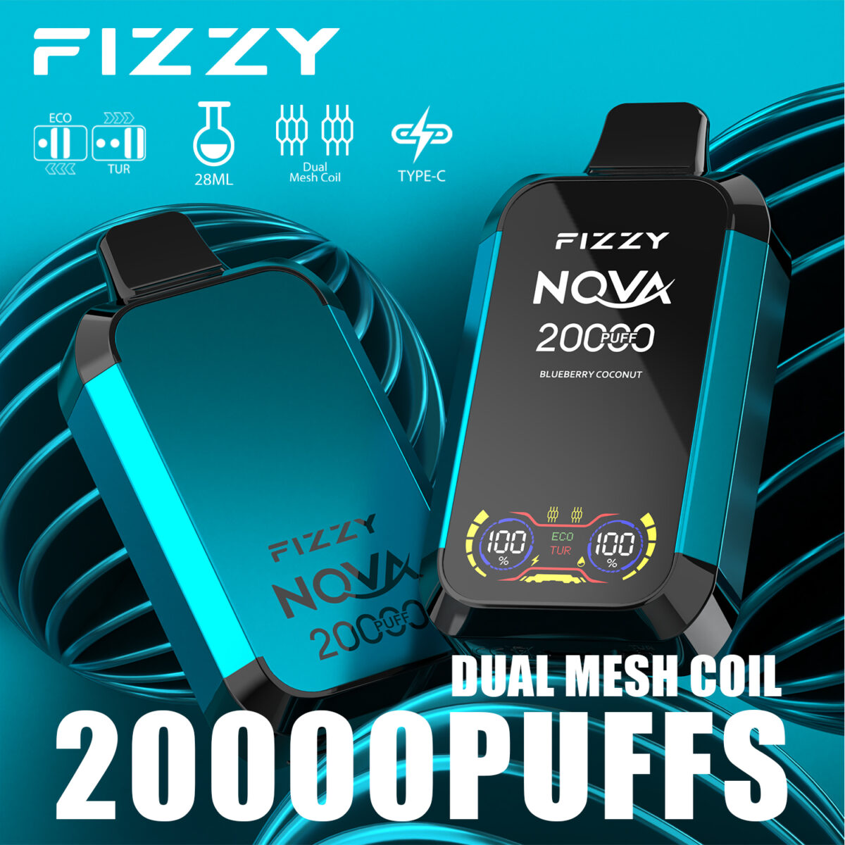 Fizzy Nova 20000 20k Züge Original Edition Dual Mesh Lcd-anzeige Einweg-e-zigarette