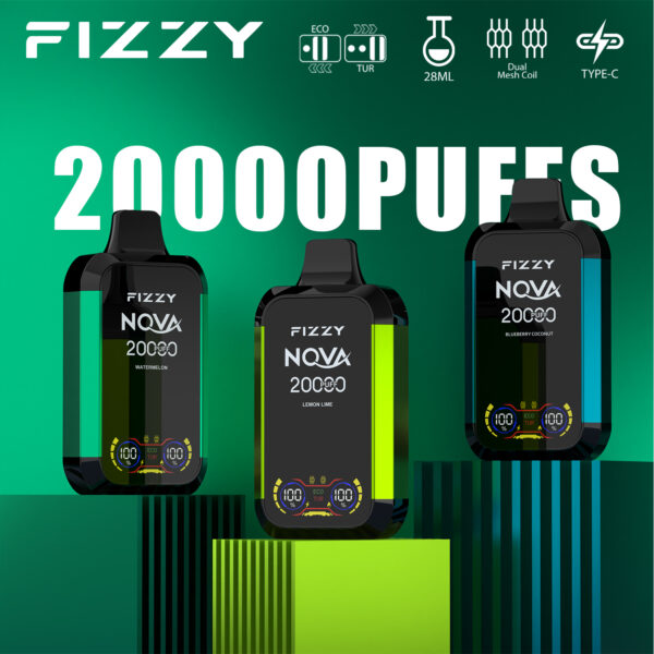 Fizzy Nova 20000 20k Züge Original Edition Dual Mesh Lcd-anzeige Einweg-e-zigarette