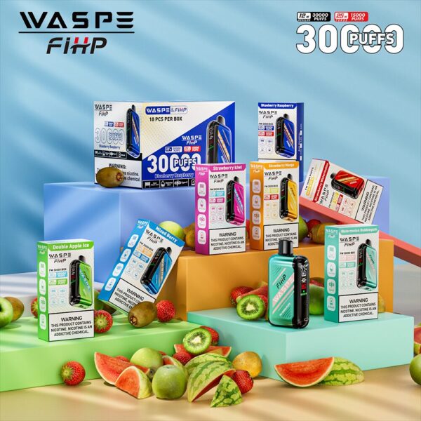 Waspe 30000 30k Züge Originalausgabe Dual Mesh Lcd-anzeige Einweg-e-zigarette